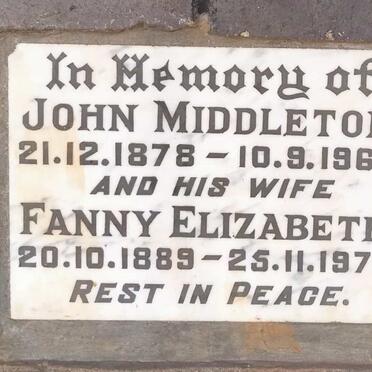 MIDDLETON John 1878-1966 & Fanny Elizabeth 1889-1970