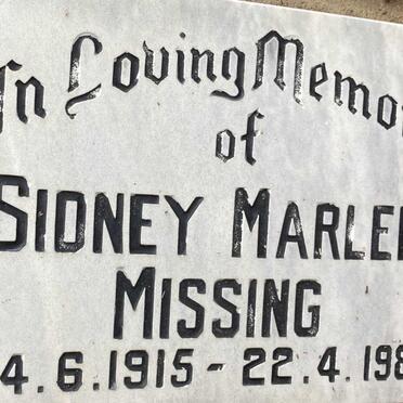 MISSING Sidney Marler 1915-1987