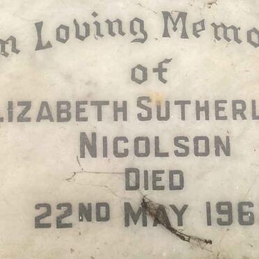 NICOLSON Elizabeth Sutherland -1962