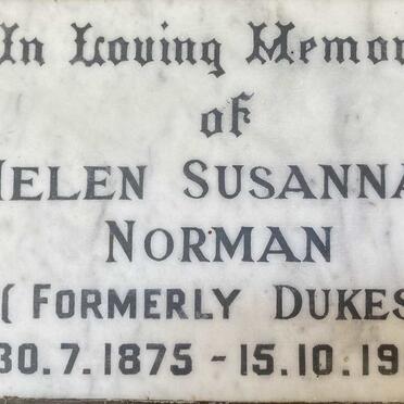 NORMAN Helen Susannah formerly DUKES 1875-1959