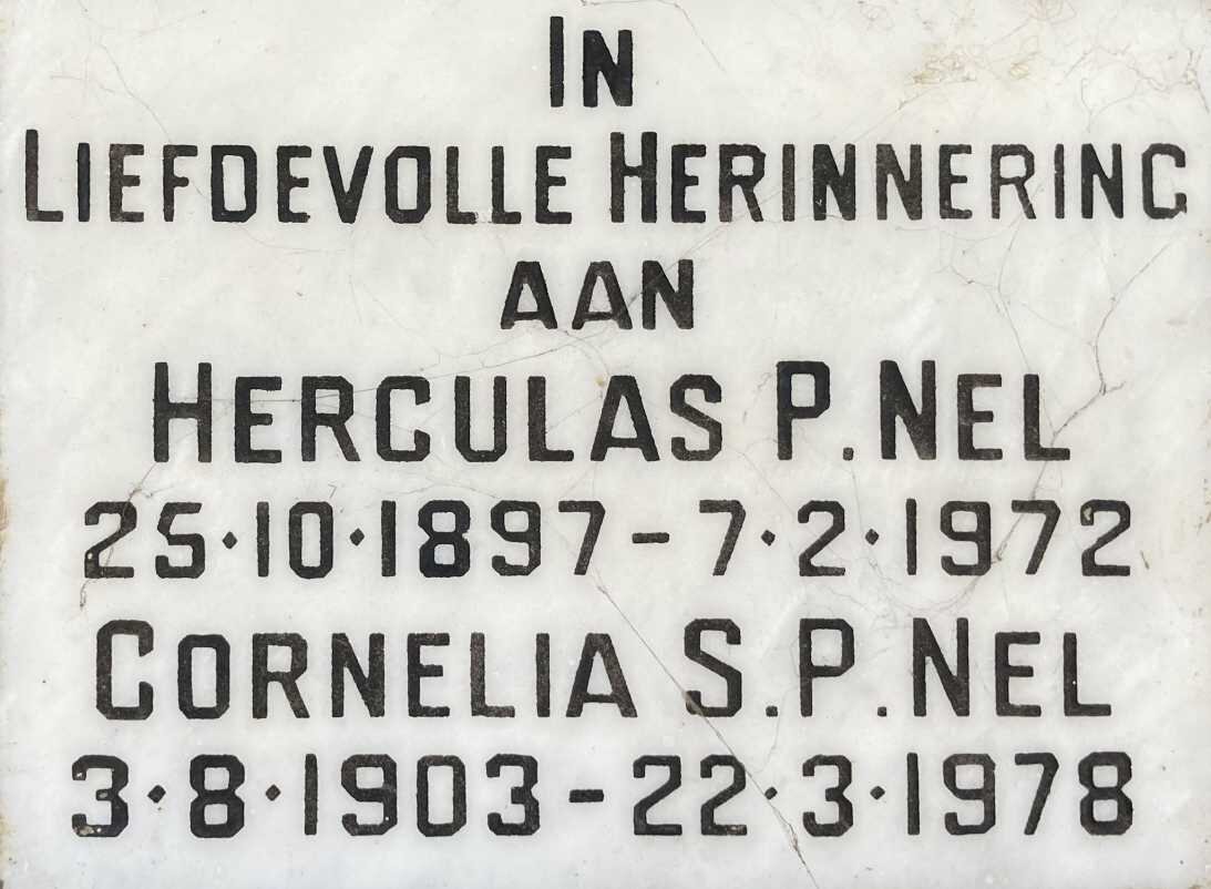 NEL Herculas P. 1897-1972 & Cornelia S.P. 1903-1978