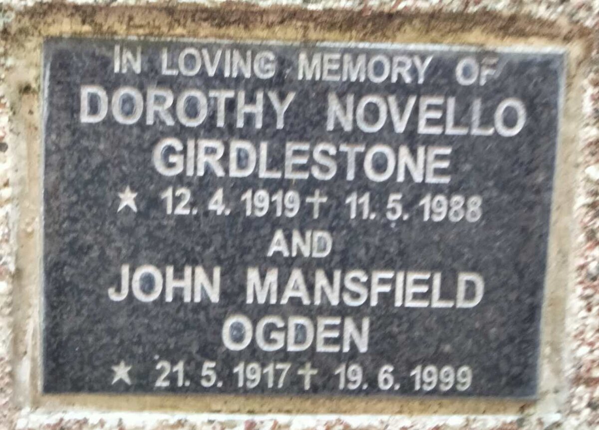 OGDEN John Mansfield 1917-1999 :: GIRDLESTONE Dorothy Novello 1919-1988
