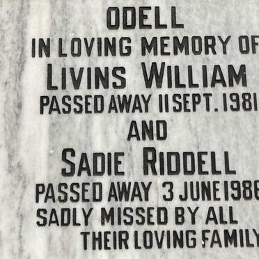 ODELL Livins William -1981 & Sadie RIDDELL -1986