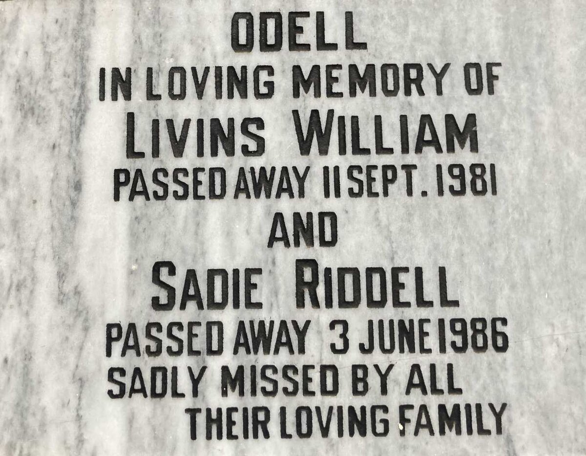 ODELL Livins William -1981 & Sadie RIDDELL -1986
