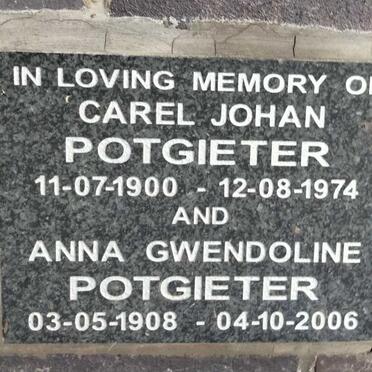 POTGIETER Carel Johan 1900-1974 & Anna Gwendoline 1908-2006