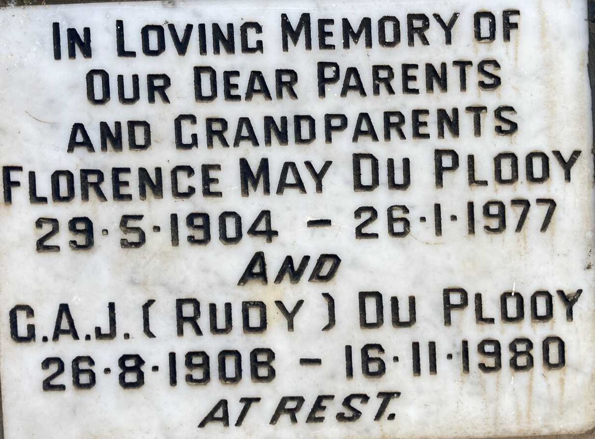 PLOOY G.A.J., du 1906-1980 & Florence May 1904-1977