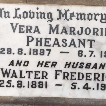 PHEASANT Walter Frederick 1881-1968 & Vera Marjorie 1897-1966