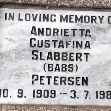 PETERSEN Andrietta Gustafina Slabbert 1909-1980