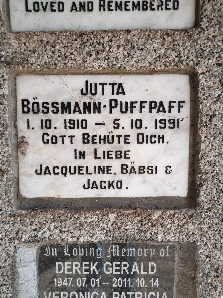 PUFFPAFF Juta, BOSSMANN 1910-1991