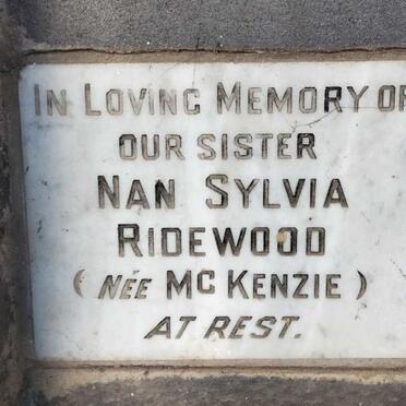RIDEWOOD Nan Sylvia nee MCKENZIE