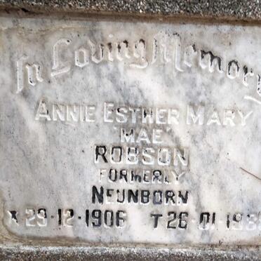 ROBSON Annie Esther Mary nee NEUNBORN 1906-1988