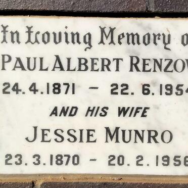 RENZOW Paul Albert 1871-1954 & Jessie Munro 1870-1956