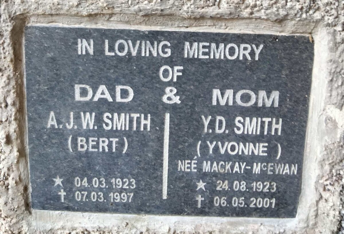 SMITH A.J.W 1923-1997 & Y.D. MACKAY-MCEWAN 1923-2001
