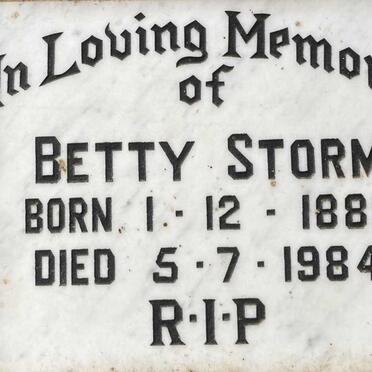 STORM Betty 1889-1984