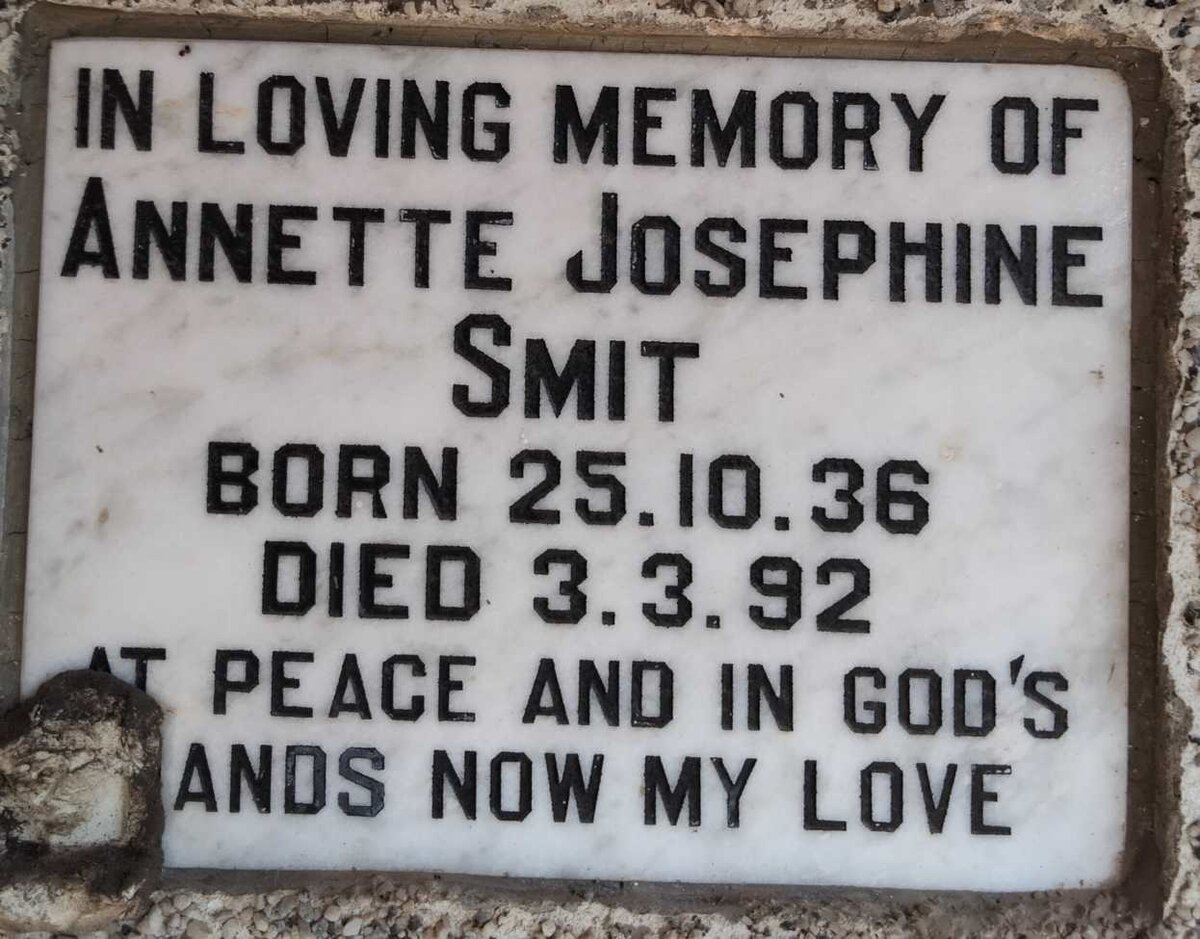 SMIT Annette Josephine 1936-1992