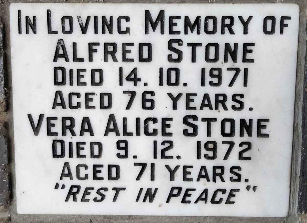 STONE Alfred -1971 & Vera Alice -1972