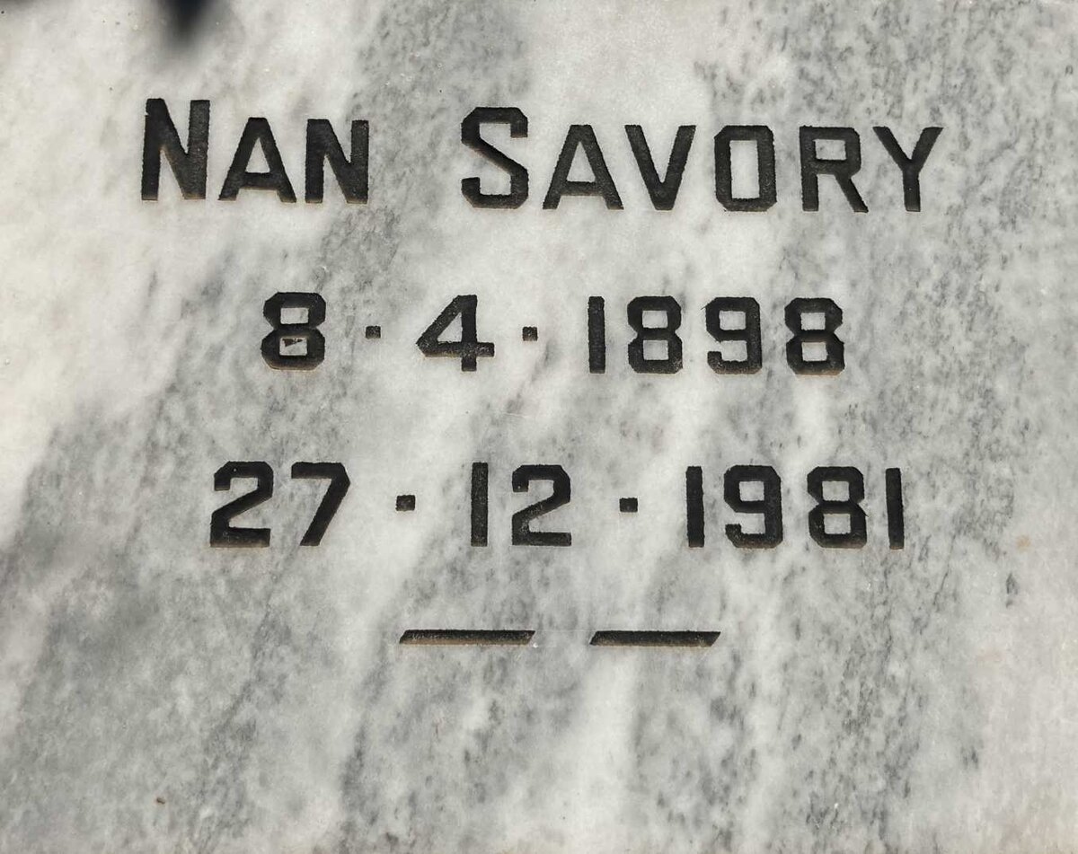 SAVORY Nan 1898-1981