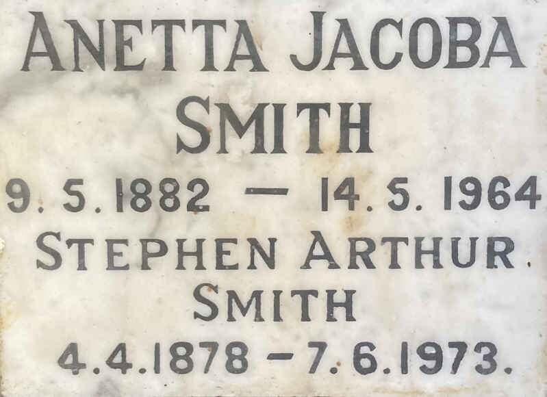 SMITH Stephen Arthur 1878-1973 & Anetta Jacoba 1882-1964