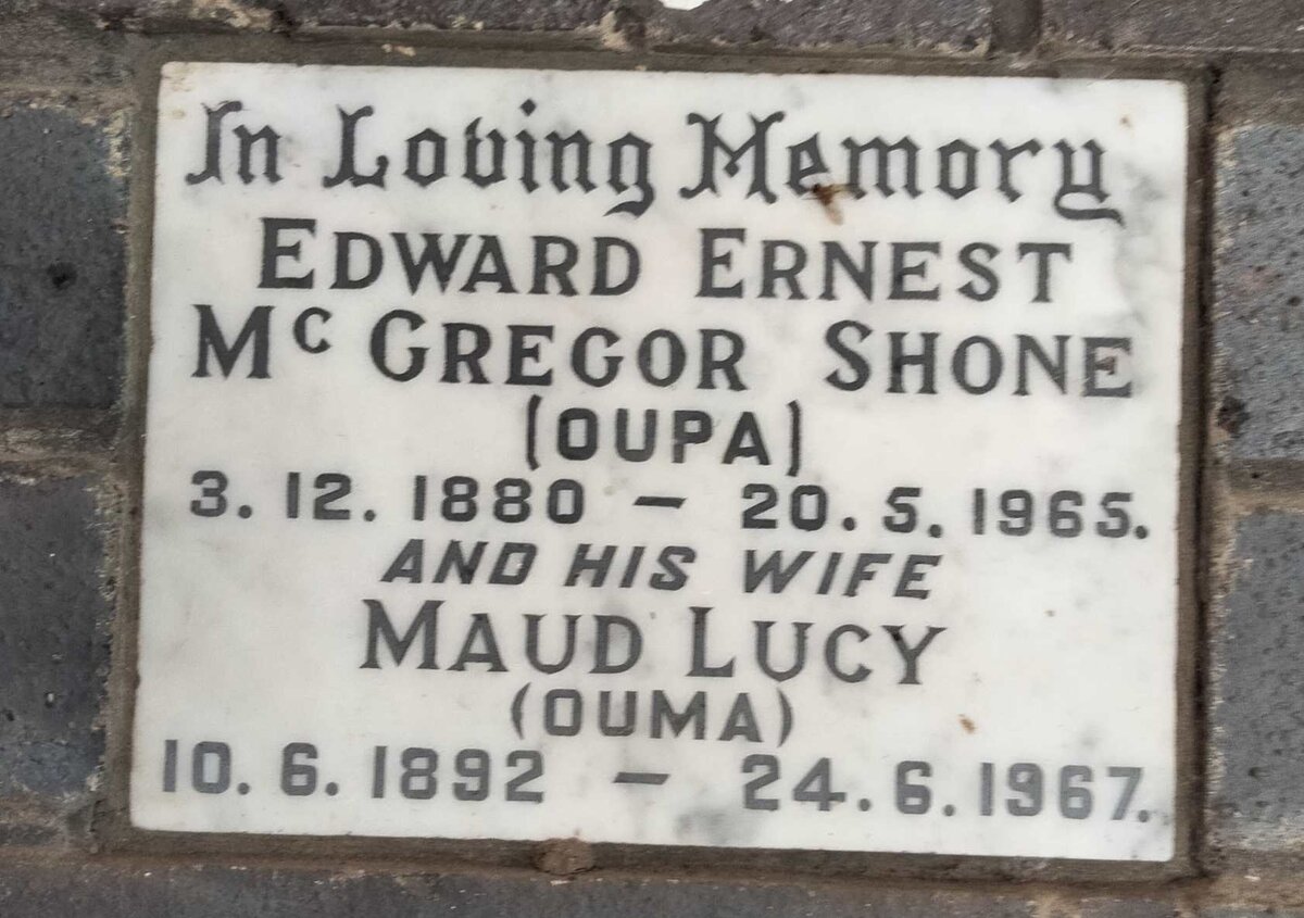 SHONE Edward Ernest McGregor 1880-1965 & Maud Lucy 1892-1967