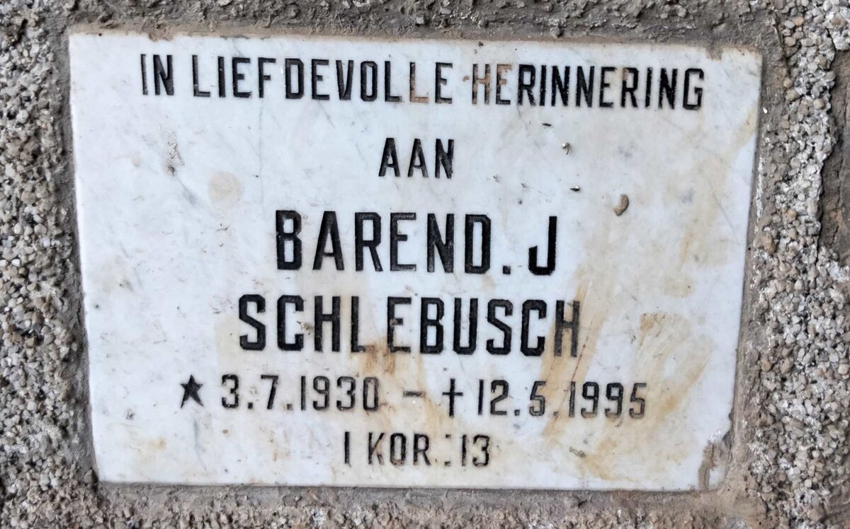 SCHLEBUSCH Barend J. 1930-1995
