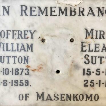 SUTTON Geoffrey William 1873-1959 & Miriam Eleanor 1893-1971