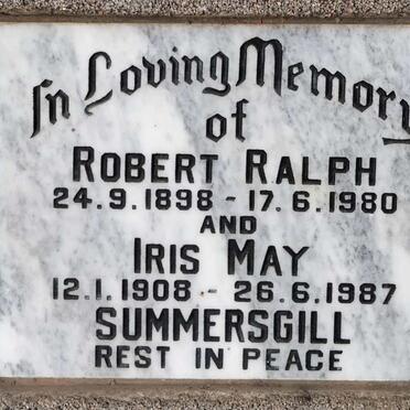 SUMMERSGILL Robert Ralph 1898 -1980 & Iris May 1908-1987