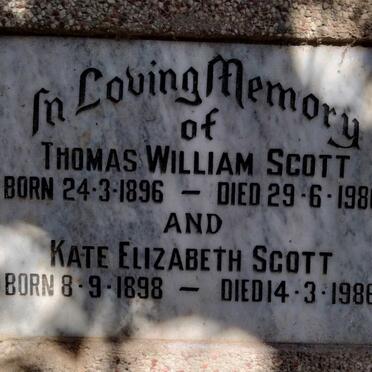 SCOTT Thomas William 1896-1980 & Kate Elizabeth 1898-1986