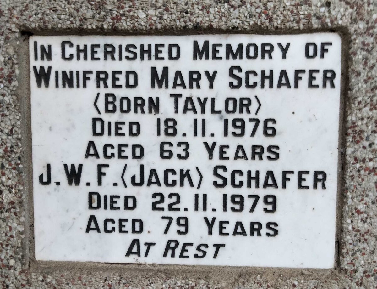 SCHAFER J.W.F. -1979 & Winifred Mary TAYLOR -1976