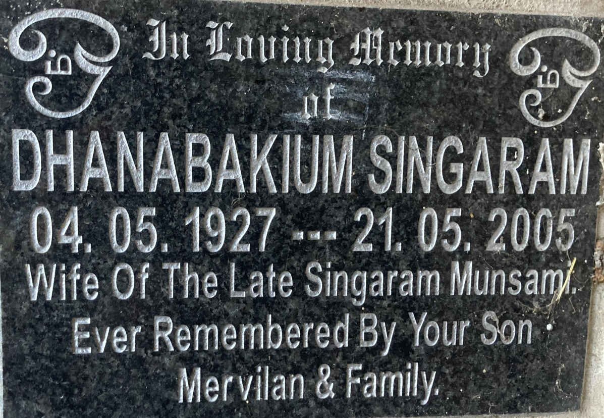 SINGARAM Dhanabakium 1927-2005