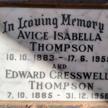 THOMPSON Edward Creswell 1885-1958 & Avice Isabella 1883-1955