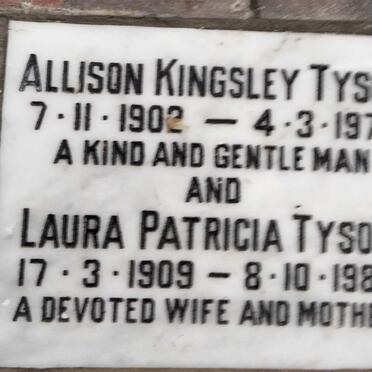 TYSON Allison Kingsley 1902-1974 & Laura Patricia 1909-1985
