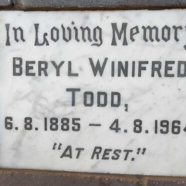 TODD Beryl Winifred 1885-1964