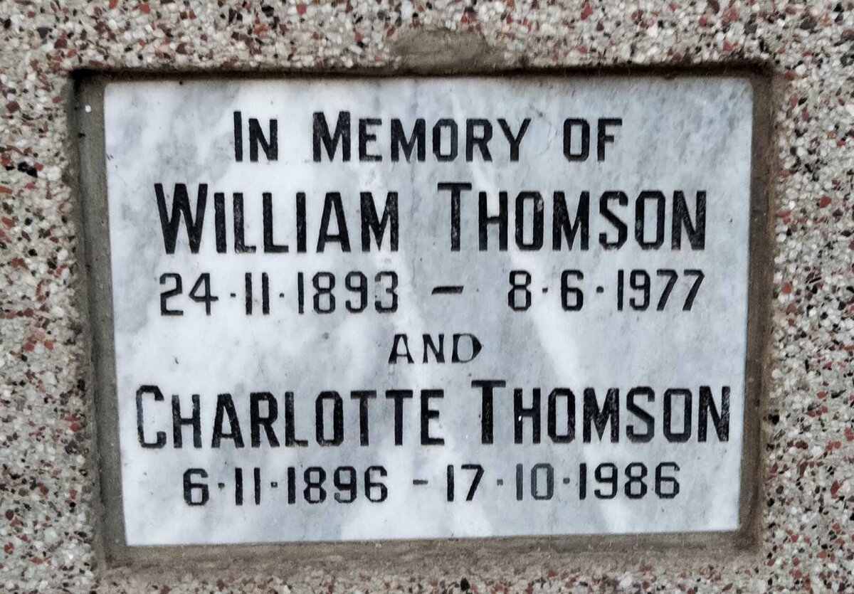 THOMSON William 1893-1977 & Charlotte 1896-1986