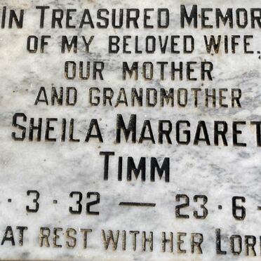 TIMM Sheila Margaret 1932-1985