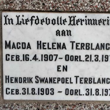 TERBLANCHE Hendrik Swanepoel 1903-1979 & Magda Helena 1907-1977
