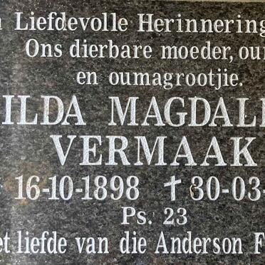 VERMAAK Hilda Magdalena 1898-1998