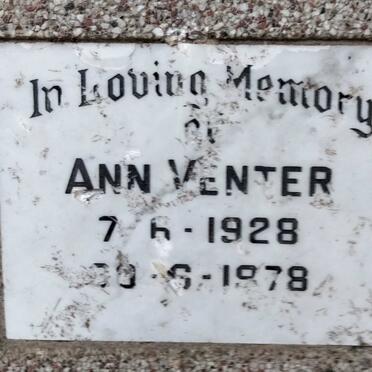 VENTER Ann 1928-1978