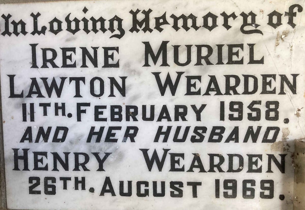WEARDEN Henry -1969 & Irene Muriel Lawton -1958