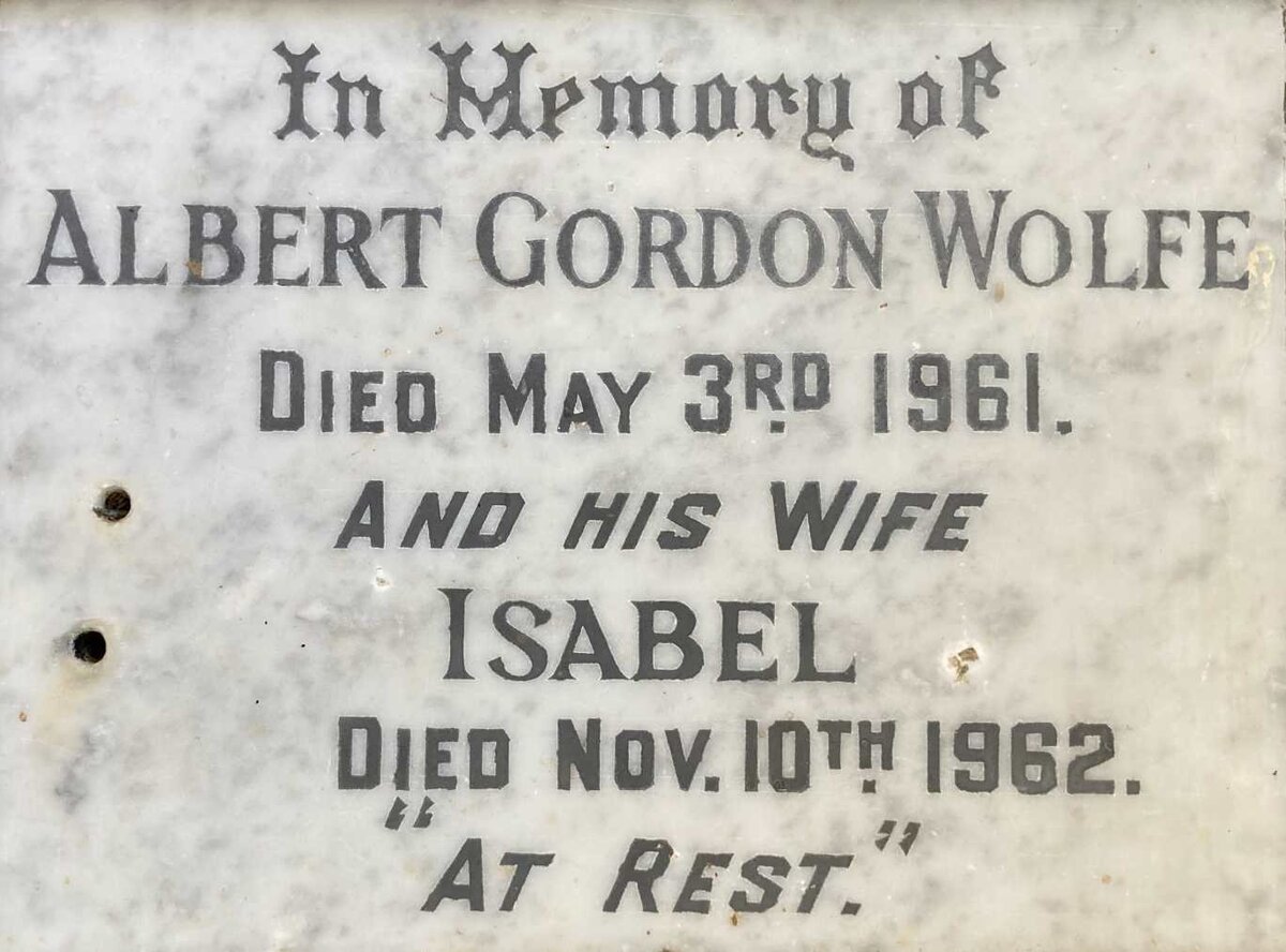 WOLFE Albert Gordon -1961 & Isabel -1962