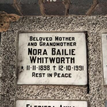 WHITWORTH Nora Bailie 1898-1991