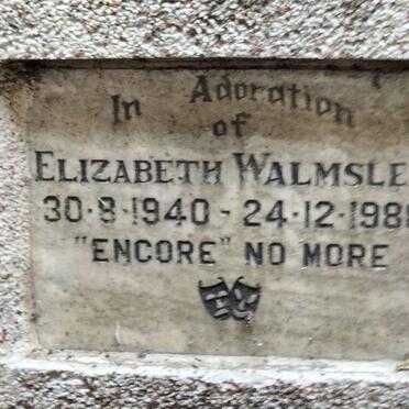 WALMSLEY Elizabeth 1940-1988