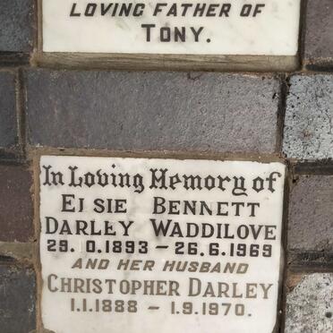 WADDILOVE Christopher, DARLEY 1888-1970 & Elsie Bennett 1893-1969