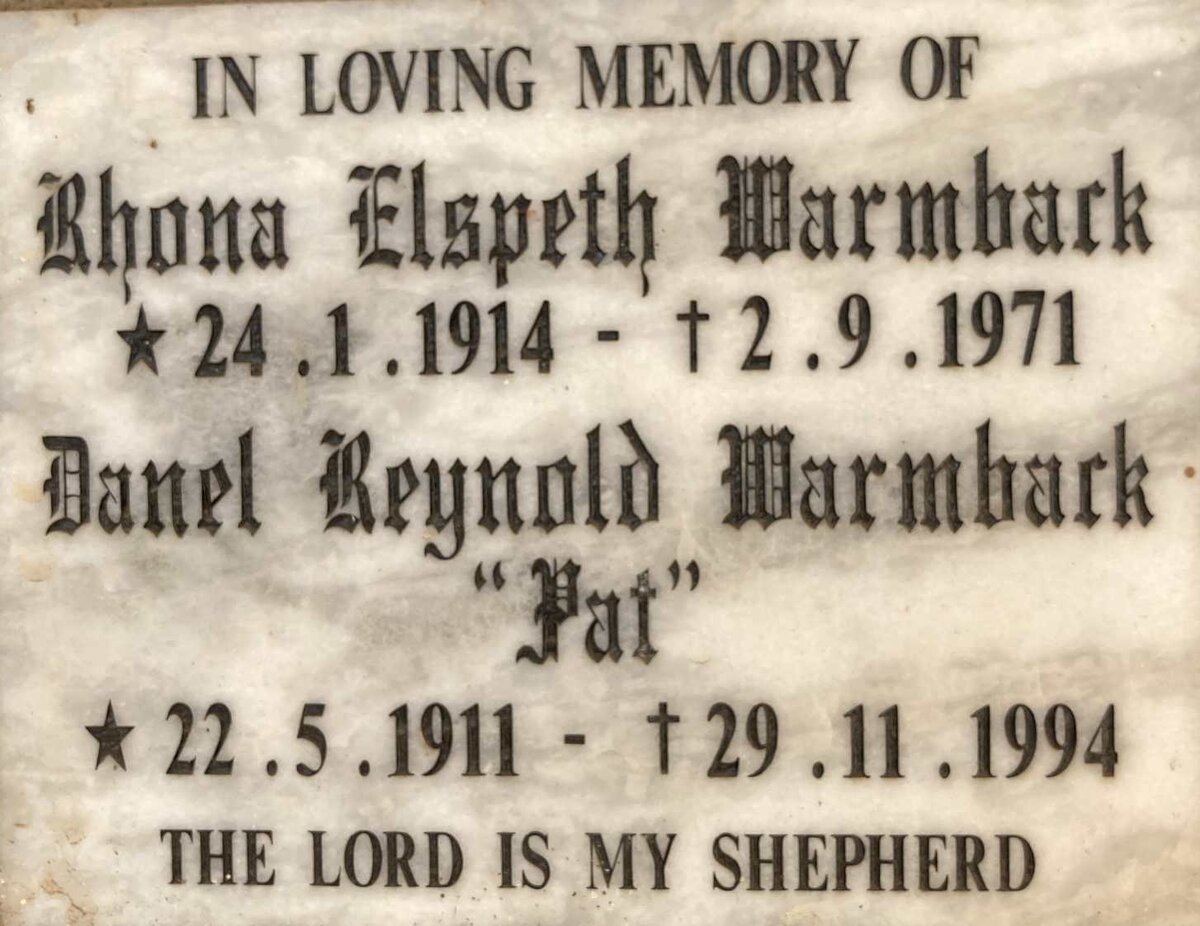 WARMBACK Danel Reynold 1911-1994 & Rhona Elspeth 1914-1971