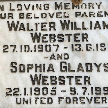 WEBSTER Walter William 1907-1981 & Sophia Gladys 1905-1990