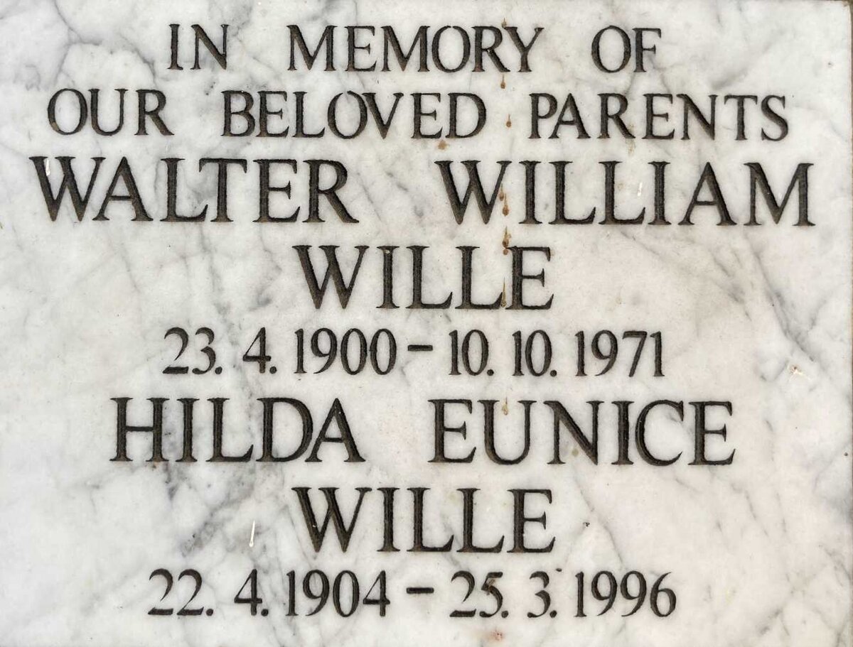 WILLE Walter William 1900-1971 & Hilda Eunice 1904-1996