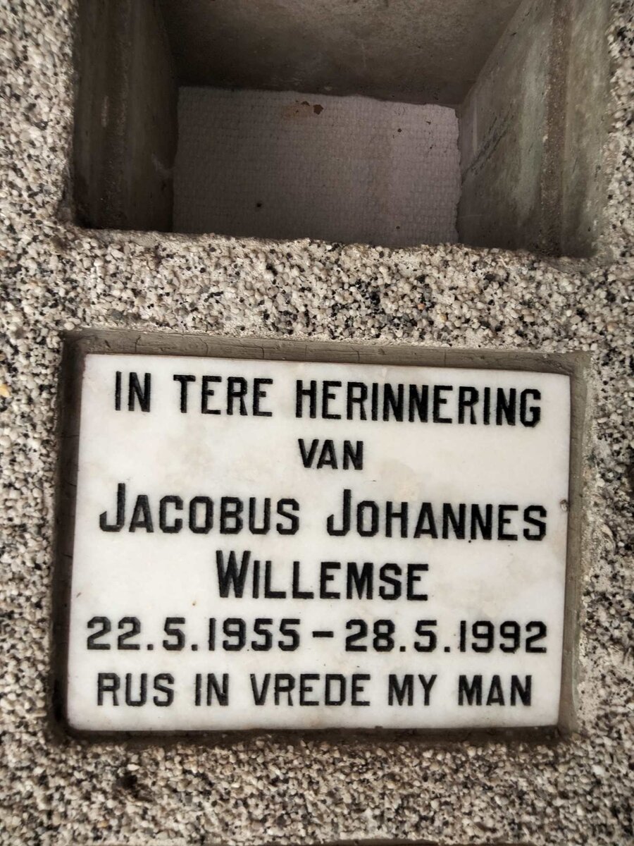 WILLEMSE Jacobus Johannes 1955-1992