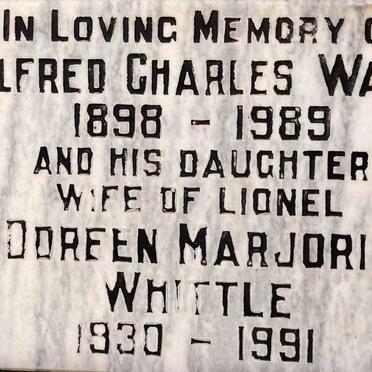 WARD Alfred Charles 1898-1989 :: WHITTLE Doreen Marjorie 1930-1991