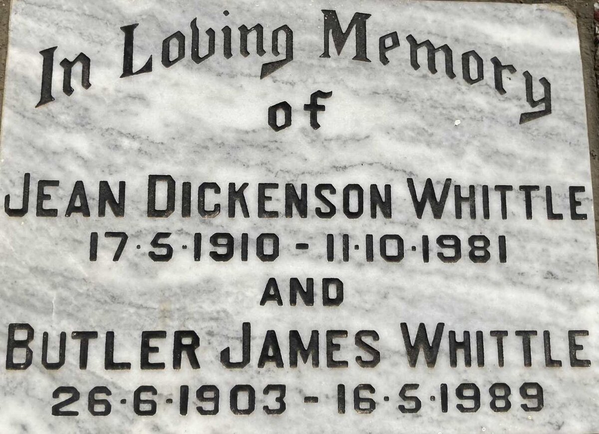 WHITTLE Butler James 1903-1989 & Jean Dickenson 1910-1981