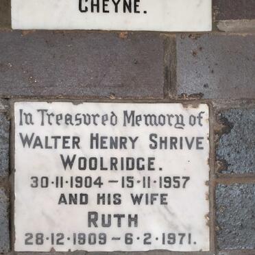 WOOLRIDGE Walter Henry Shrive 1904-1957 & Ruth 1909-1971