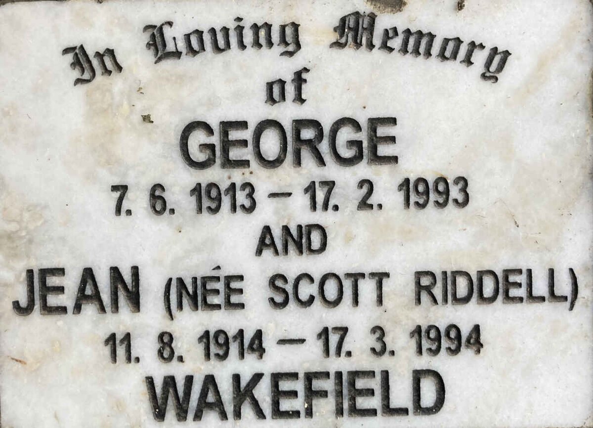 WAKEFIELD George 1913-1993 & Jean SCOTT-RIDDELL 1914-1994